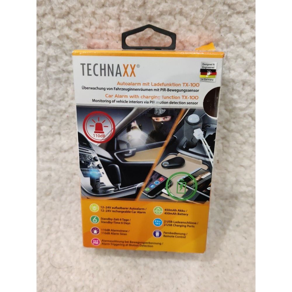 Technaxx TX-100 Car Alarm with Charging Function and PIR Motion Sensor
